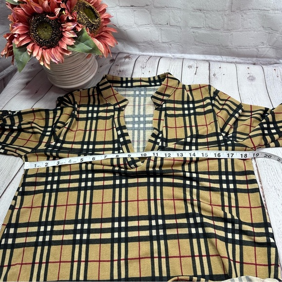 NWT boutique classic tartan plaid check tunic blouse mandarin collar classic - Picture 10 of 10